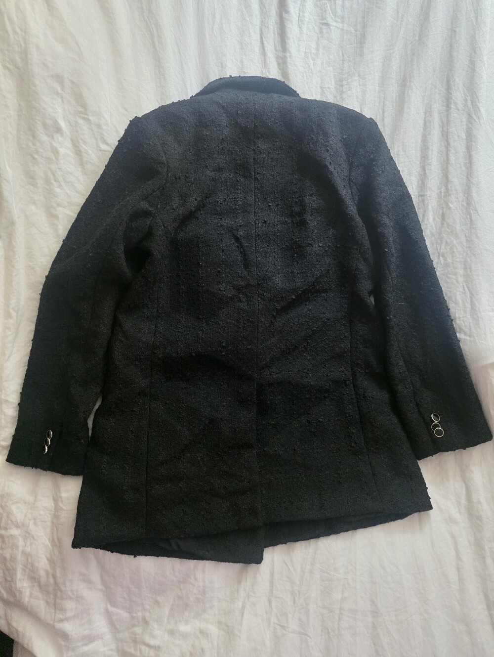 H&m Textured Woven Blazer Sz M Black. Nwt - Picture 3 of 7